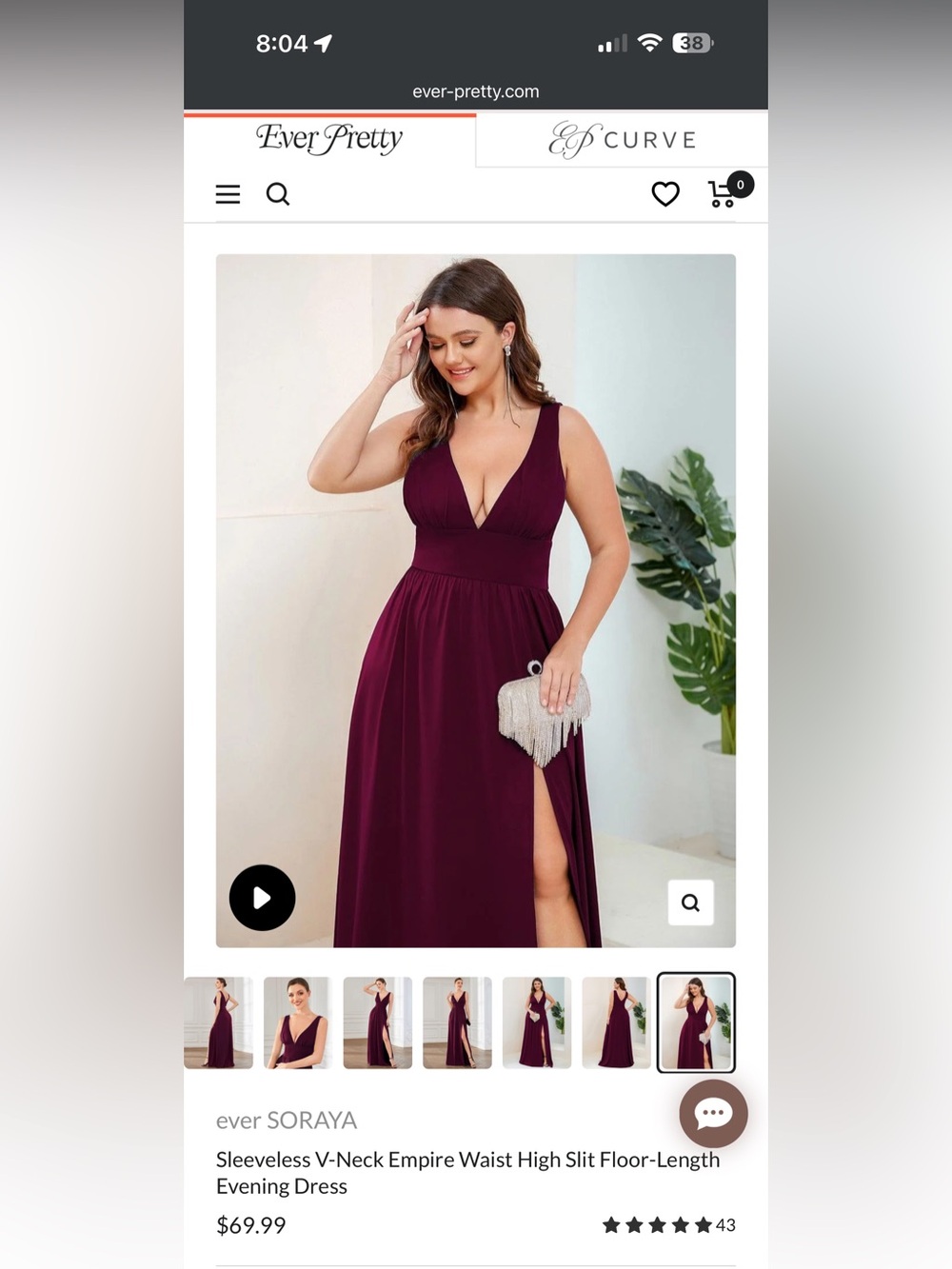 Ever Pretty Sleeveless V-Neck Maxi Dress in Burgundy